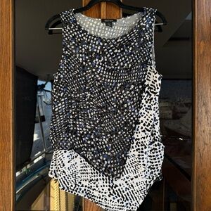 WHBM Abstract Print Knit V Neck Tank Top Size M